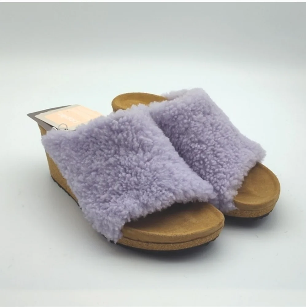 NWT BIRKENSTOCK NAMIKA TEDDY WEDGE IN LILAC EU 38 $170 - Picture 3 of 13